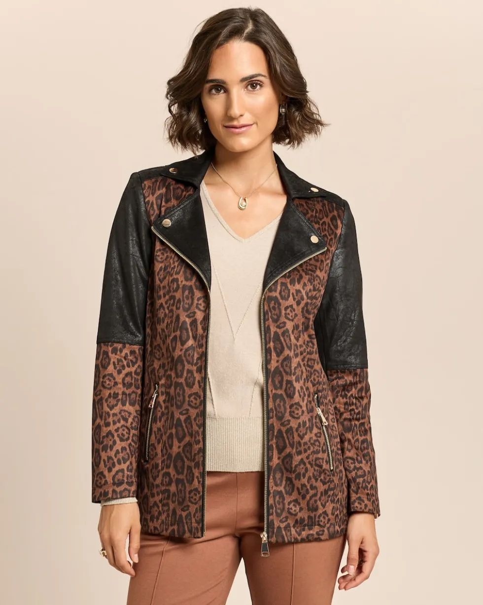 Lederimitatjacke mit Bikerelementen