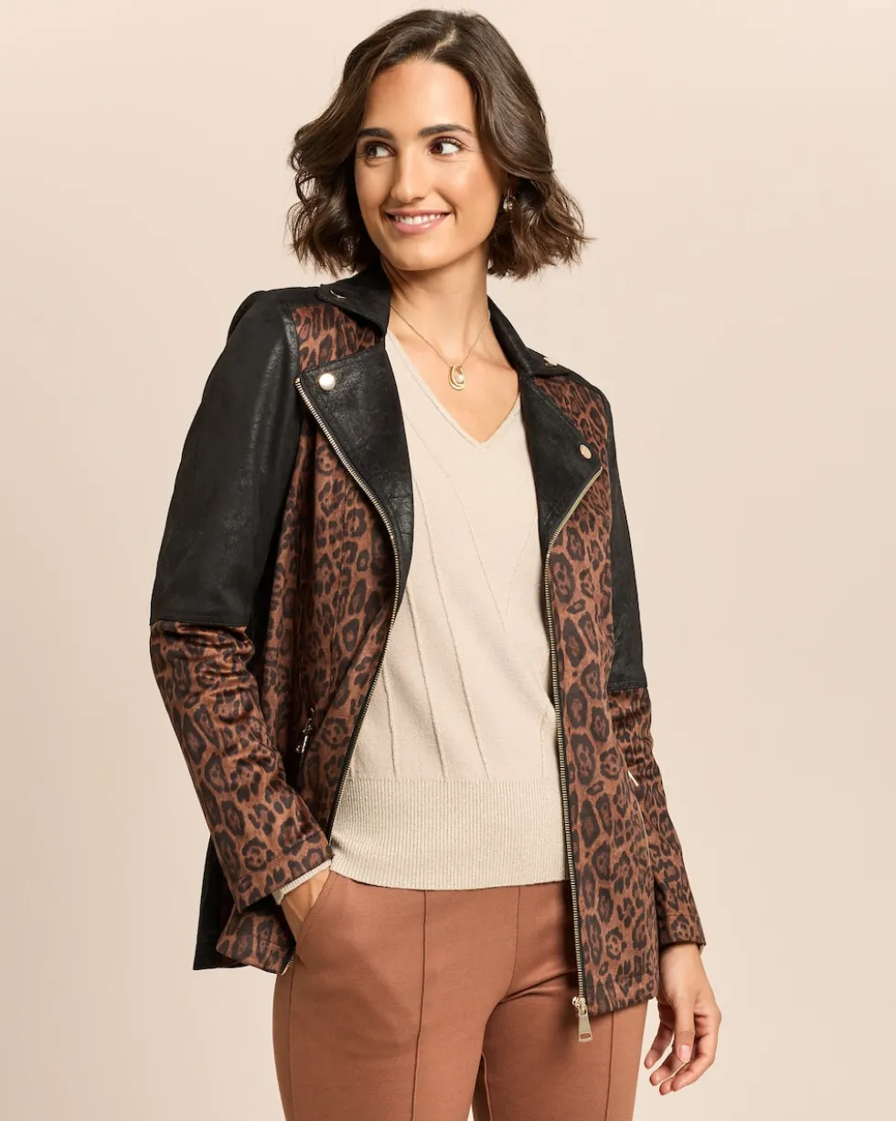 Lederimitatjacke mit Bikerelementen