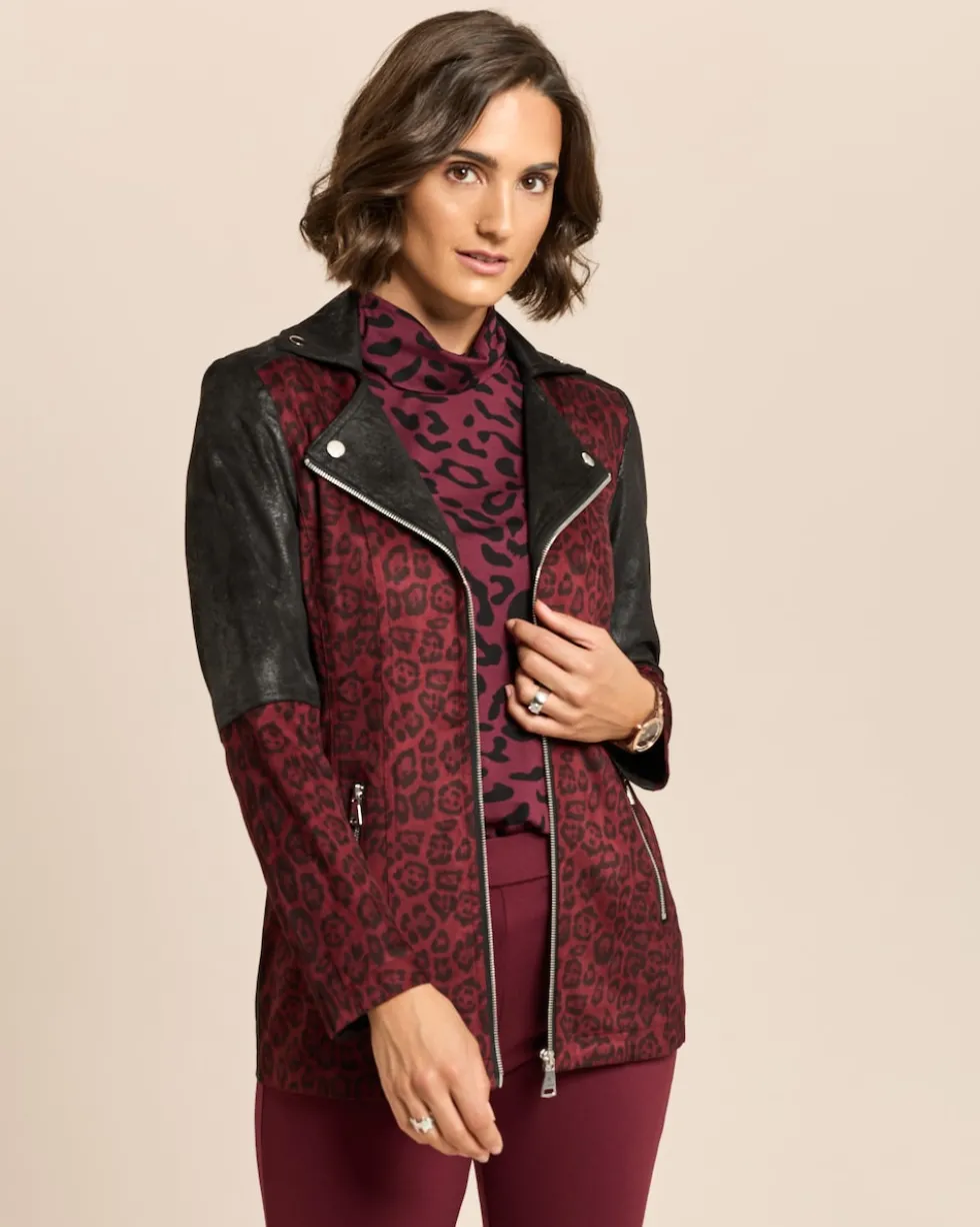 Lederimitatjacke mit Bikerelementen