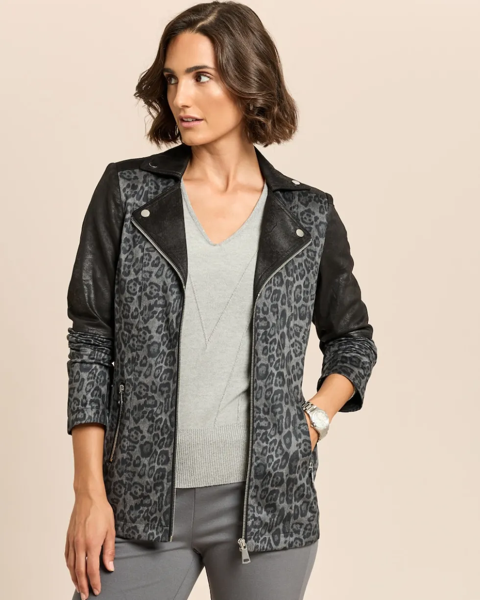 Lederimitatjacke mit Bikerelementen