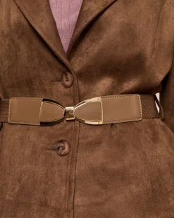 Lederimitatjacke mit Schleifengürtel