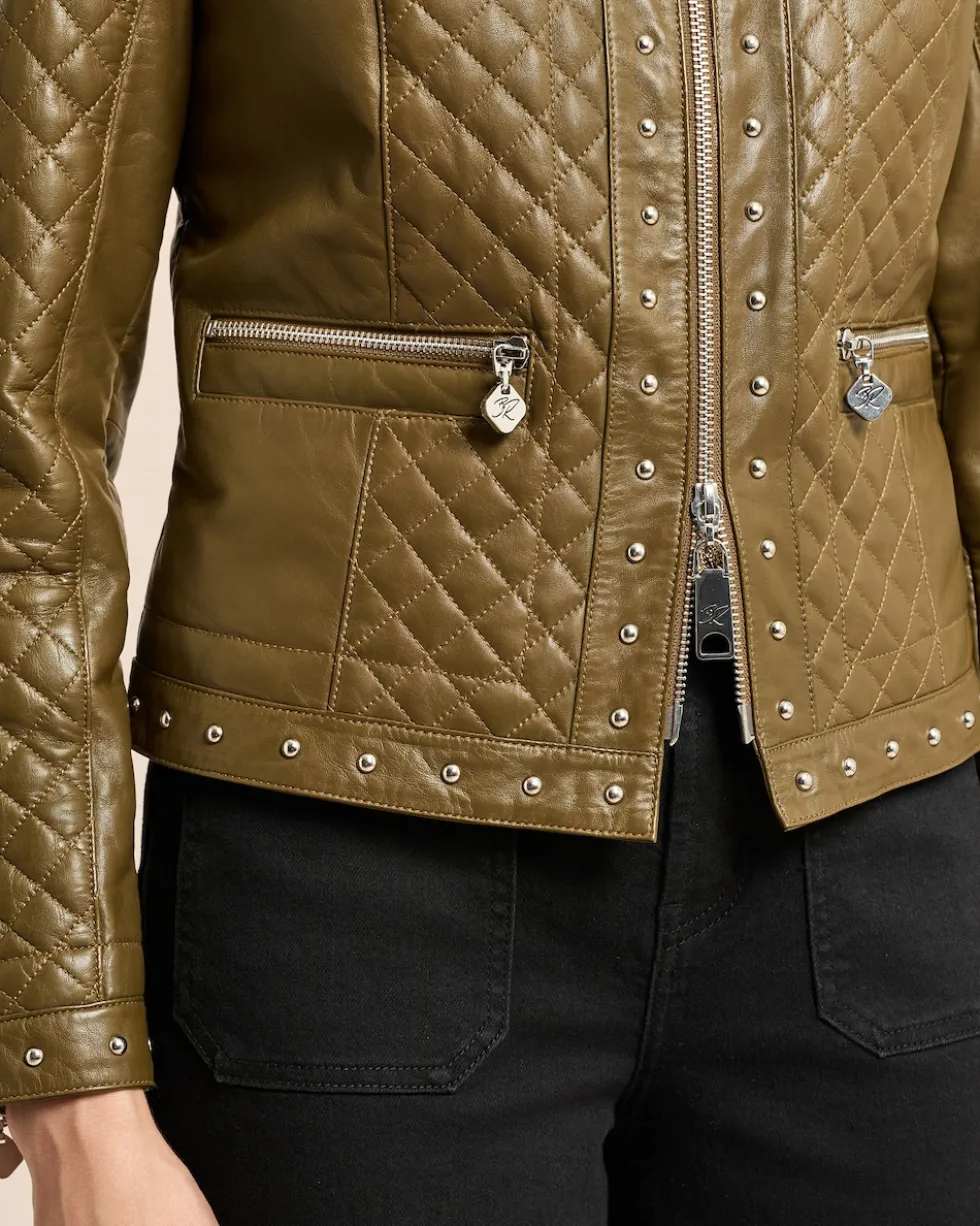 Lederjacke gesteppt mit Nieten