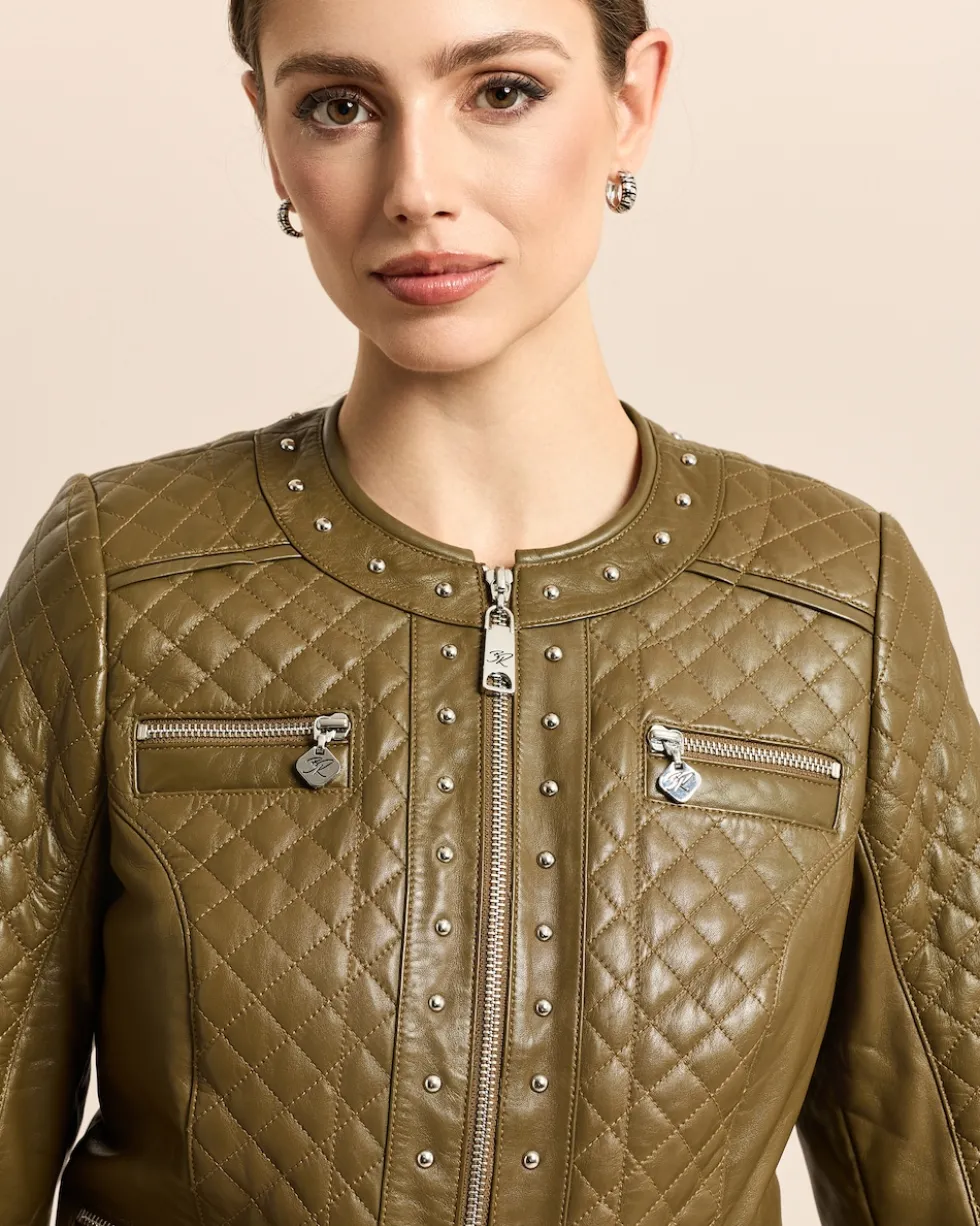 Lederjacke gesteppt mit Nieten