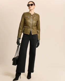 Lederjacke gesteppt mit Nieten