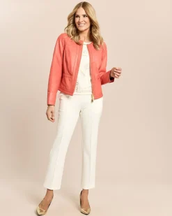 Lederjacke mit Flechtdetails
