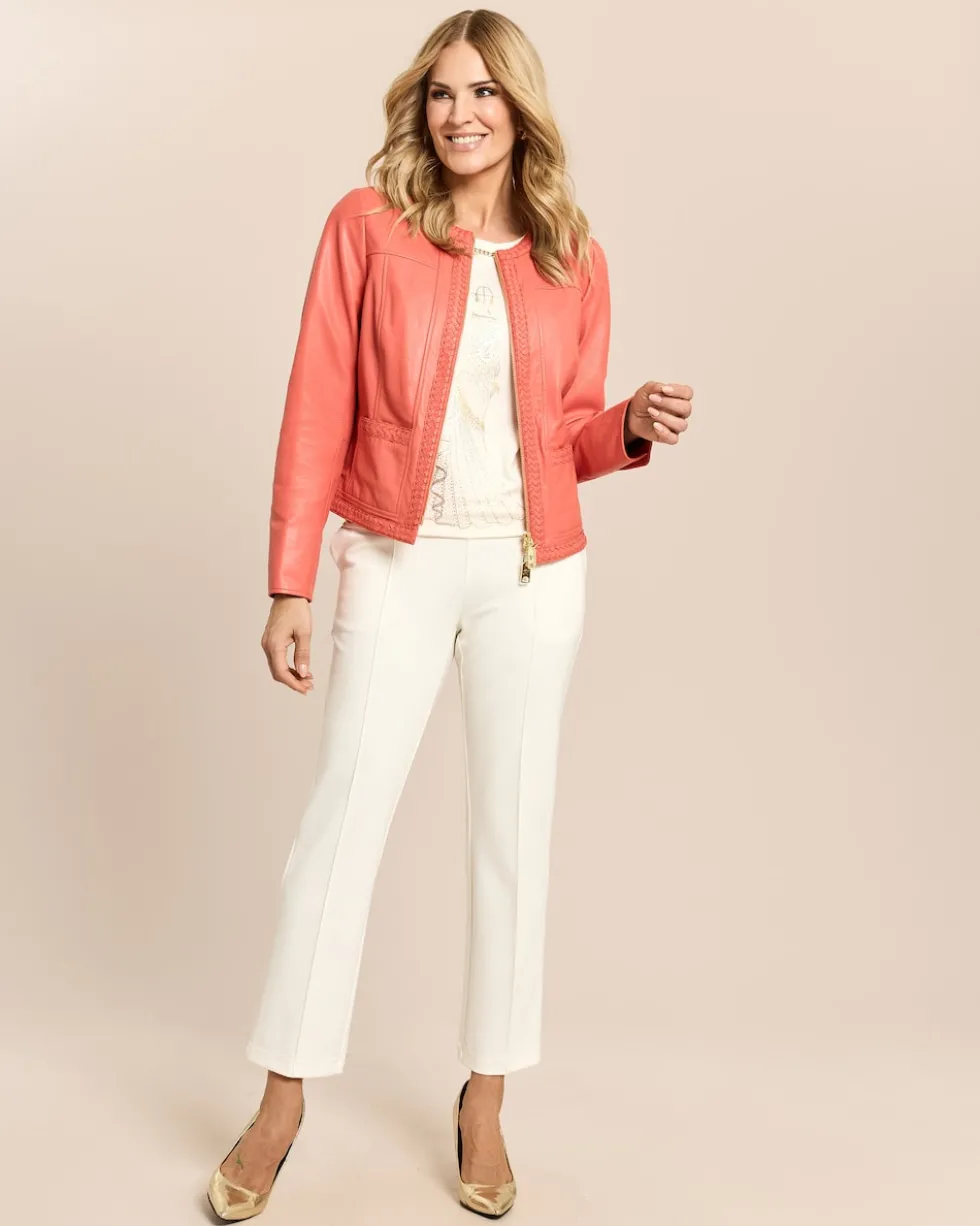 Lederjacke mit Flechtdetails