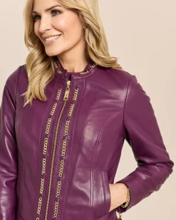 Lederjacke mit Kettendetails