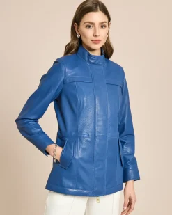 Lederjacke mit Perforierungsdetails