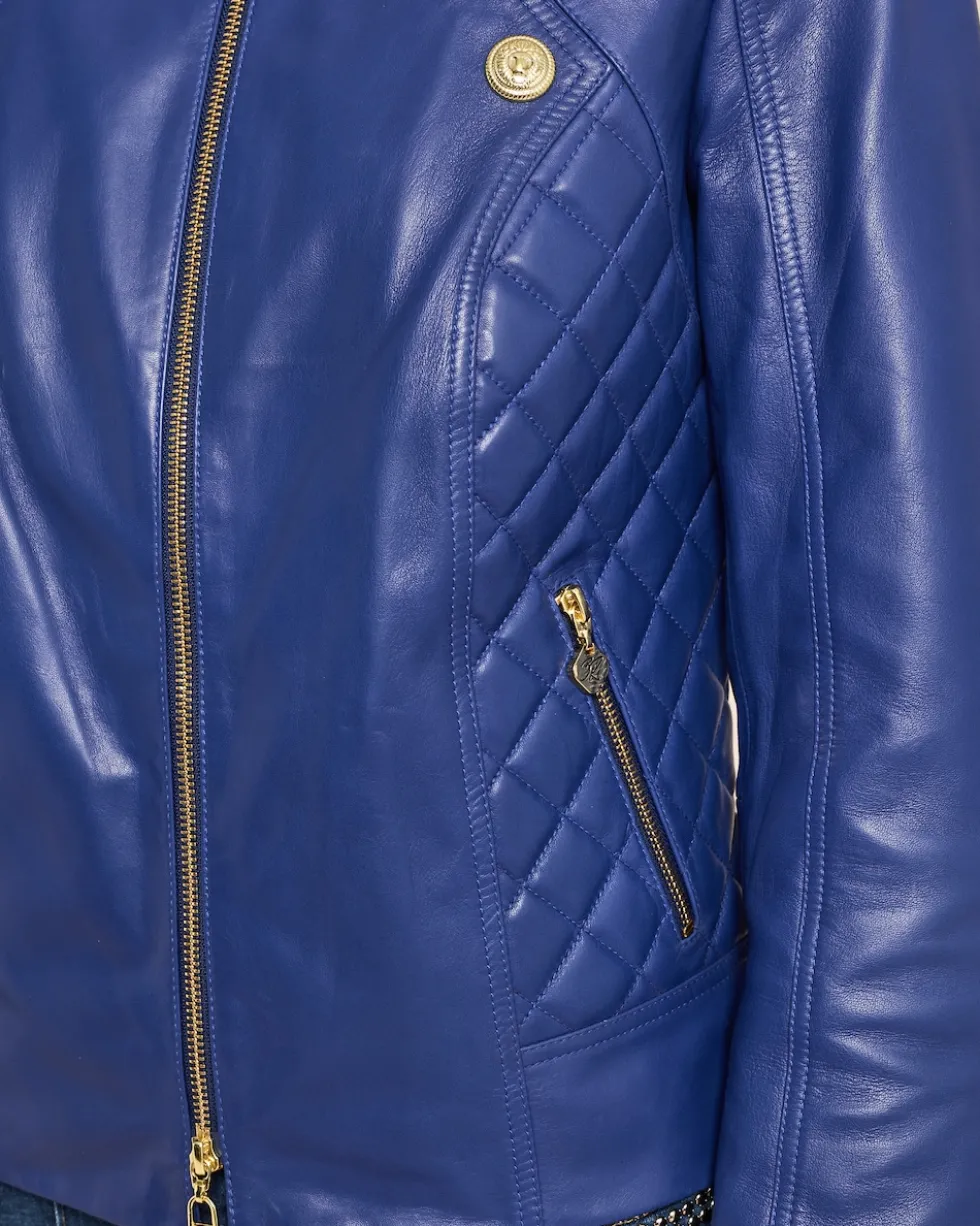 Lederjacke mit Steppung