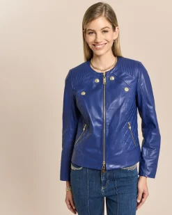 Lederjacke mit Steppung