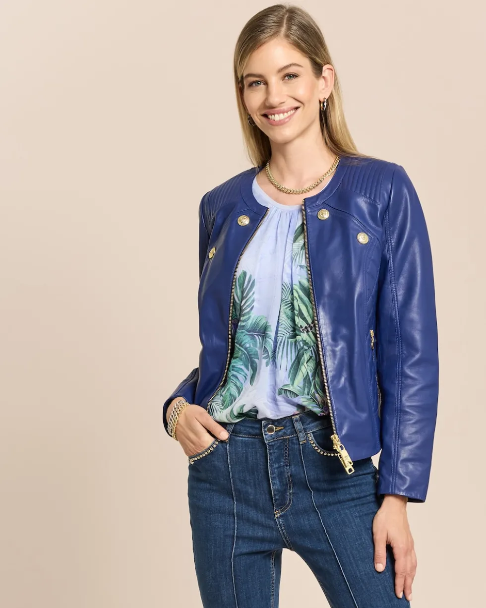 Lederjacke mit Steppung