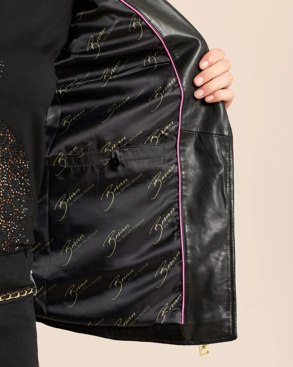 Lederjacke mit Webpelzkragen