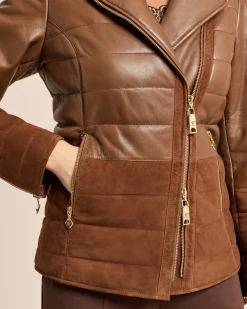 Lederjacke mit Webpelzkragen