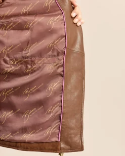 Lederjacke mit Webpelzkragen