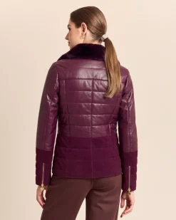 Lederjacke mit Webpelzkragen