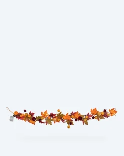 LED-Girlande Herbst mit Samt-Kürbissen