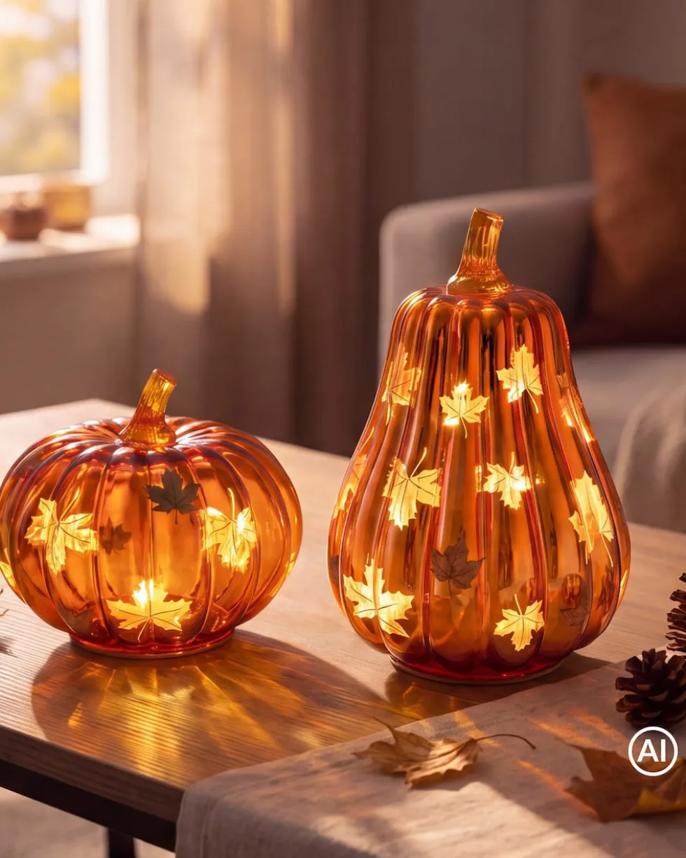 LED Glasfrüchte "Herbst Design", 2tlg.