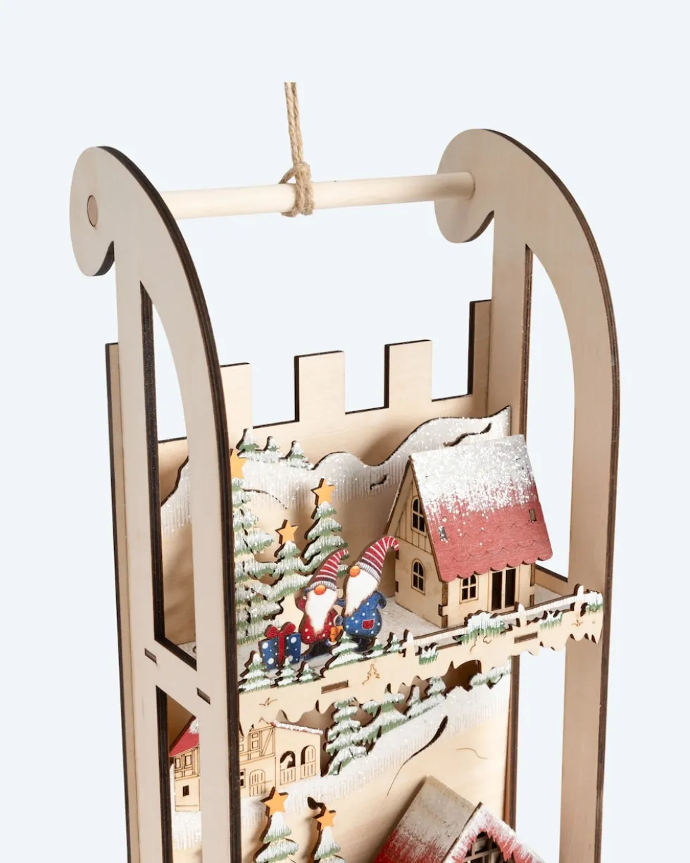 LED-Holzschlitten "Wichtel"
