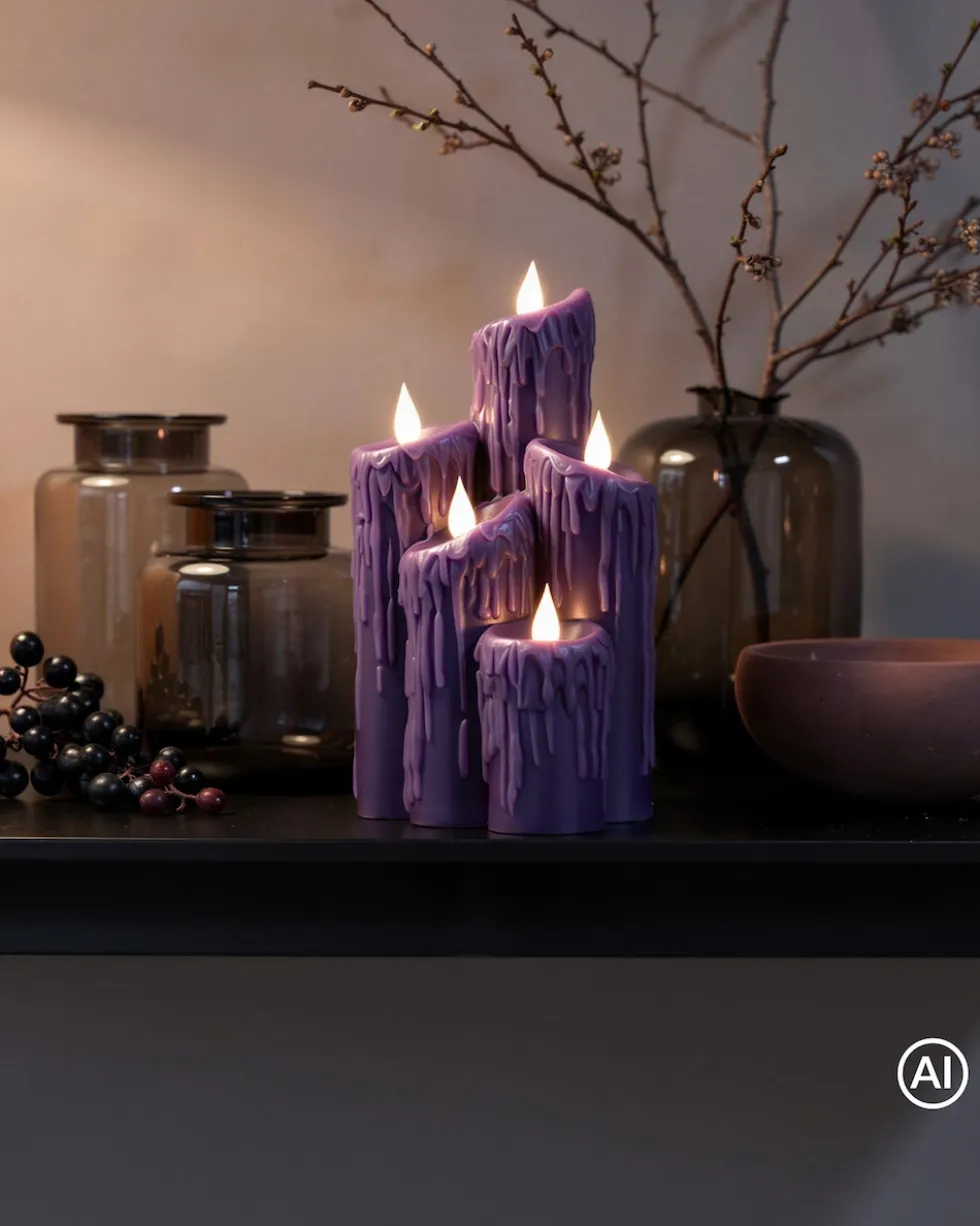 LED-Kerzen-Arrangement "Halloween", 5 Flammen