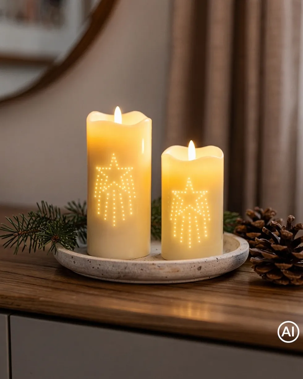 LED-Kerzen mit Filament-Muster, 2tlg.