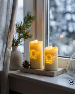 LED-Kerzen mit Filament-Muster, 2tlg.