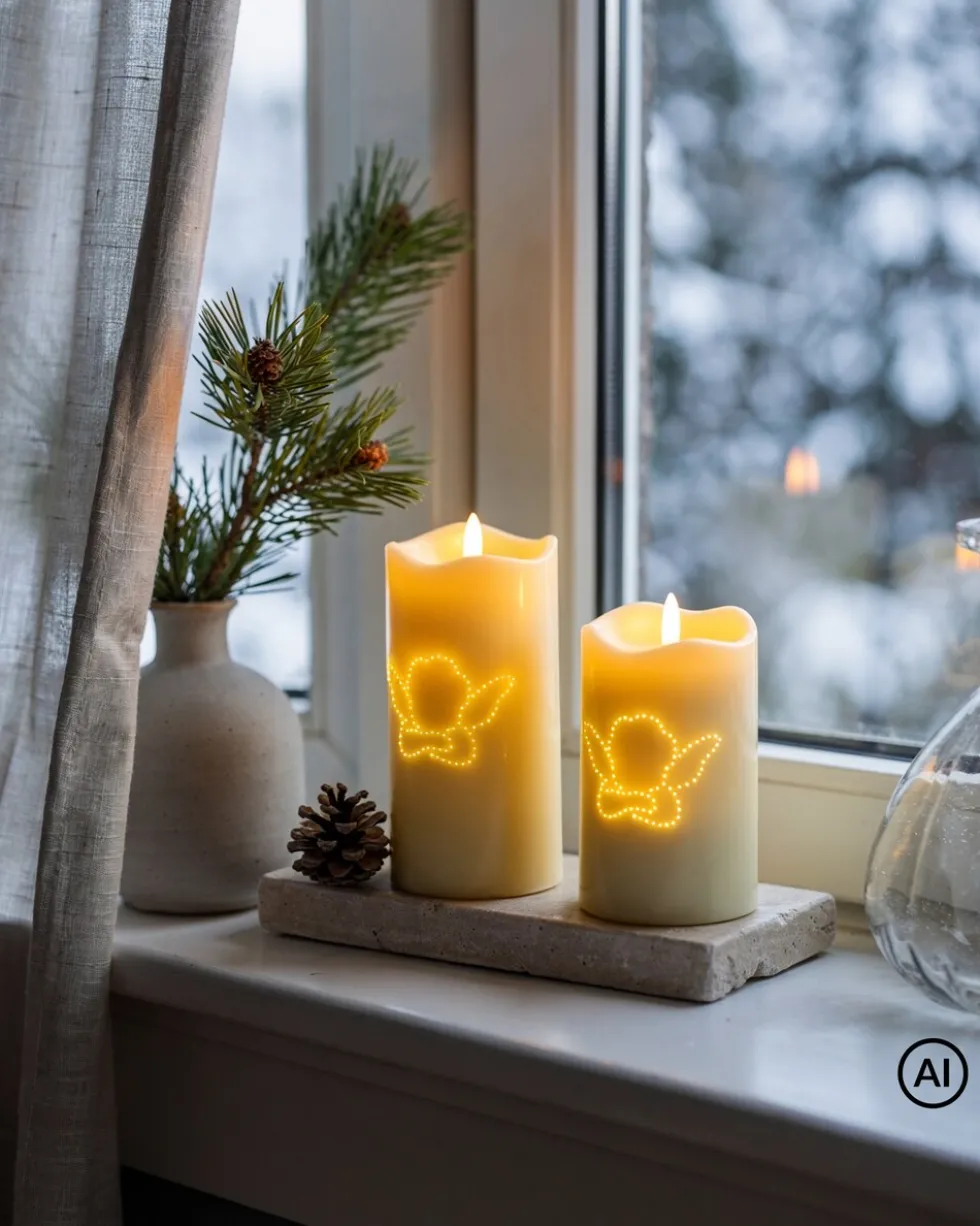 LED-Kerzen mit Filament-Muster, 2tlg.