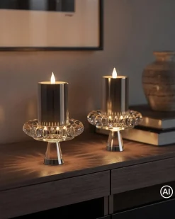LED-Kerzenständer mit Glashalter, 2tlg.