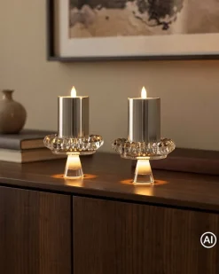 LED-Kerzenständer mit Glashalter, 2tlg.