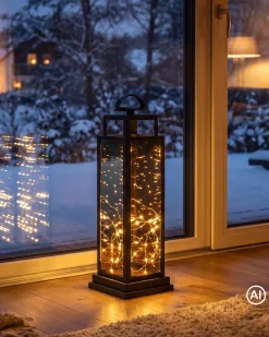 LED-Laterne mit Kerzenständer