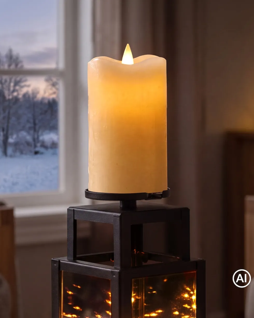 LED-Laterne mit Kerzenständer