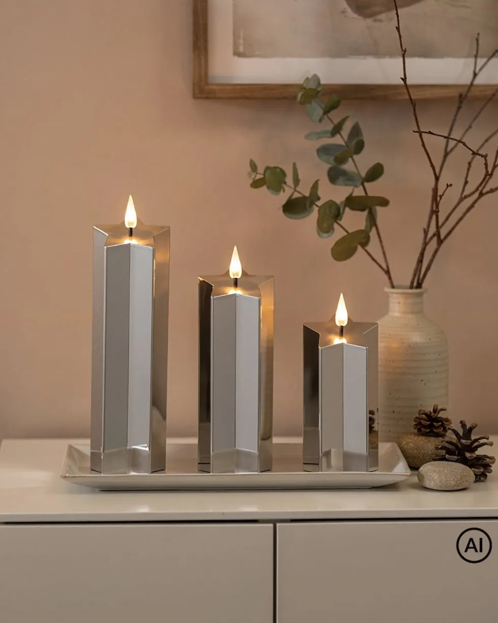 LED-Motivkerzen "Stern", 3tlg.