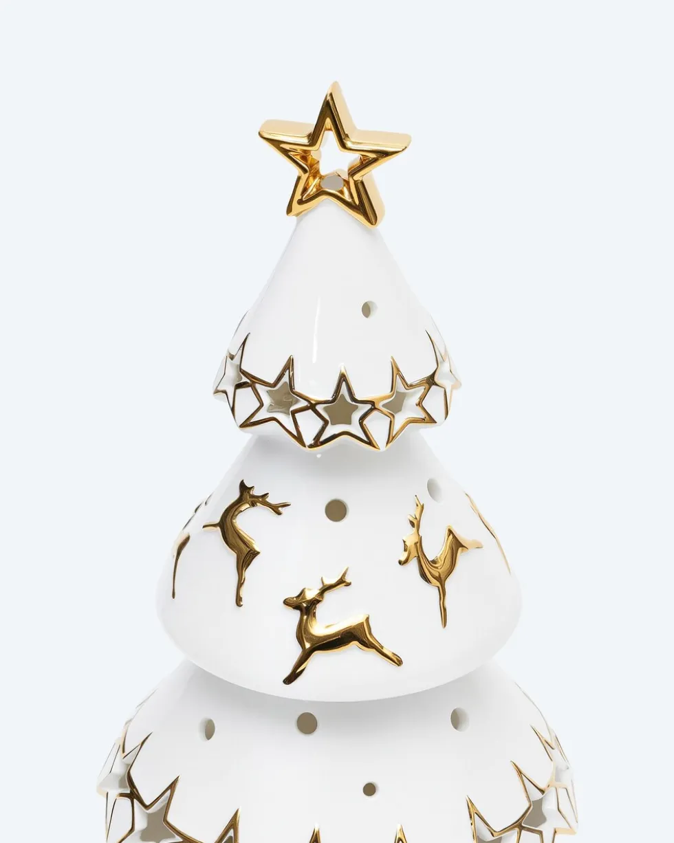 LED Porzellan-Weihnachtsbaum mit Hirschmuster