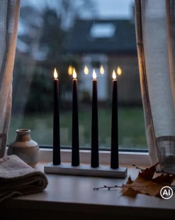 LED-Stabkerzen in Samt-Optik, 4tlg.