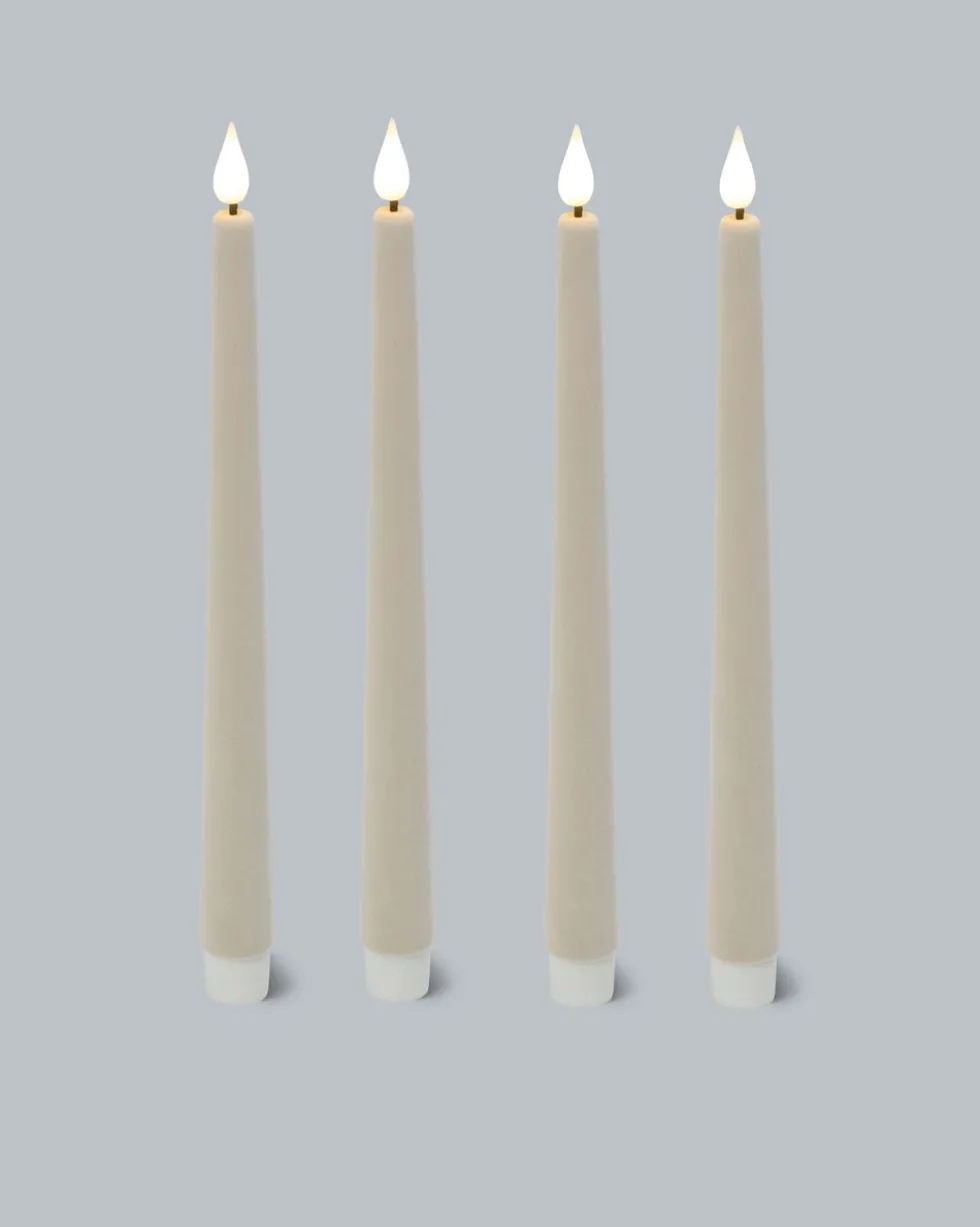 LED-Stabkerzen in Samt-Optik, 4tlg.