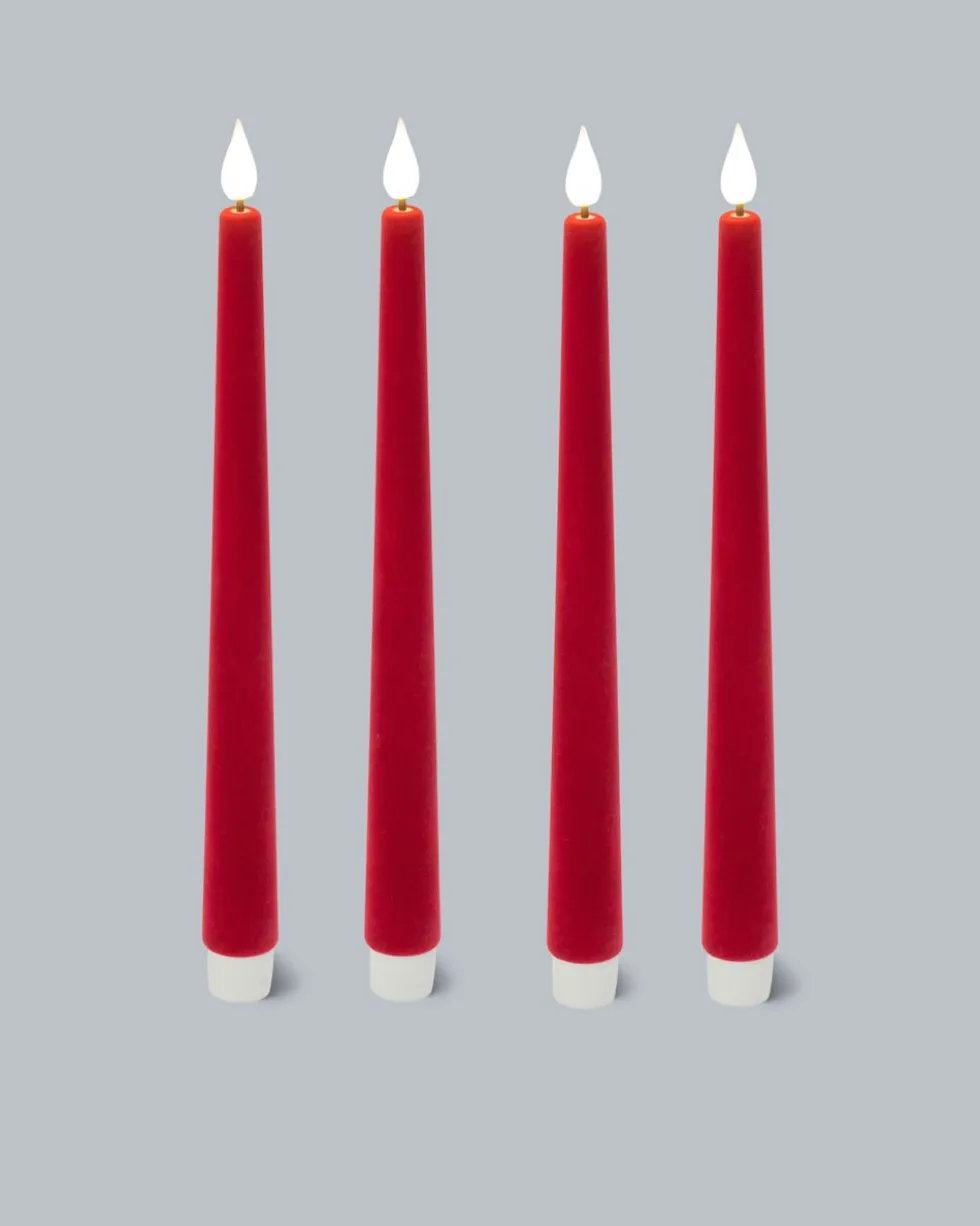 LED-Stabkerzen in Samt-Optik, 4tlg.