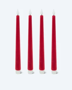 LED-Stabkerzen in Samt-Optik, 4tlg.