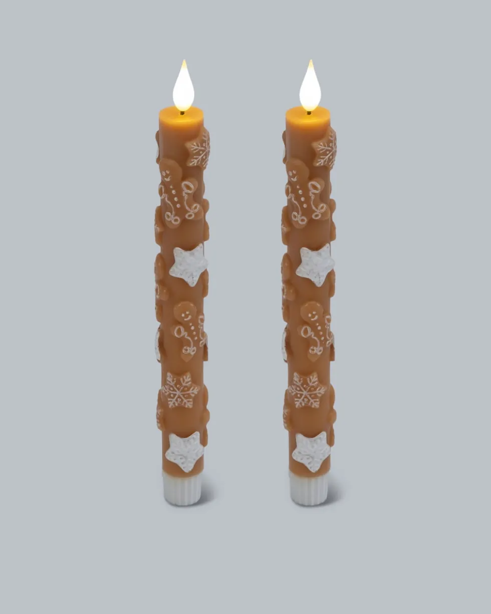 LED-Stabkerzen "Lebkuchen", 2tlg.