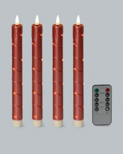 LED-Stabkerzen mit Draht und Fernbedienung, 4tlg.