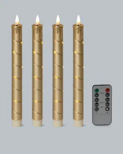 LED-Stabkerzen mit Draht und Fernbedienung, 4tlg.