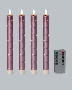LED-Stabkerzen mit Draht und Fernbedienung, 4tlg.