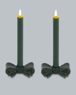LED-Stabkerzen mit Ständer Schleife, 2tlg.