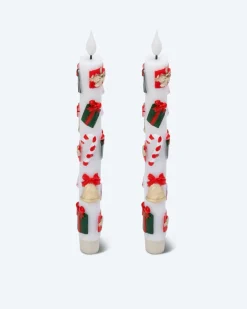 LED-Stabkerzen mit Weihnachtsmotiven, 2tlg.