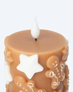 LED-Stumpenkerzen "Lebkuchen", 2tlg.