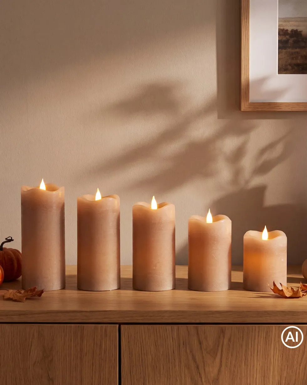 LED-Stumpenkerzen "Long Shine", 5tlg.