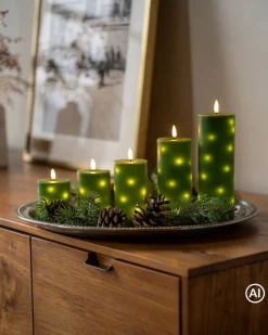 LED-Stumpenkerzen mit integrierter Lichterkette, 5tlg.