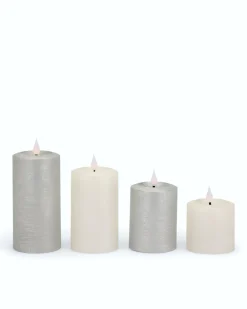 LED-Stumpenkerzen mit Touch-Flammen, 4tlg.