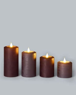 LED-Stumpenkerzen mit Touch-Flammen, 4tlg.