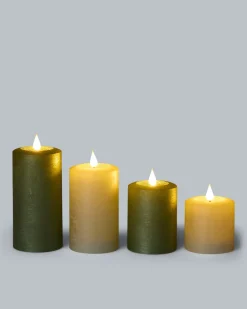 LED-Stumpenkerzen mit Touch-Flammen, 4tlg.