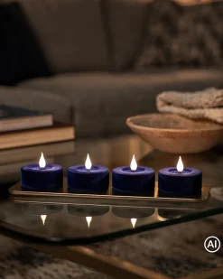 LED-Teelichter in Samt-Optik, 4tlg.