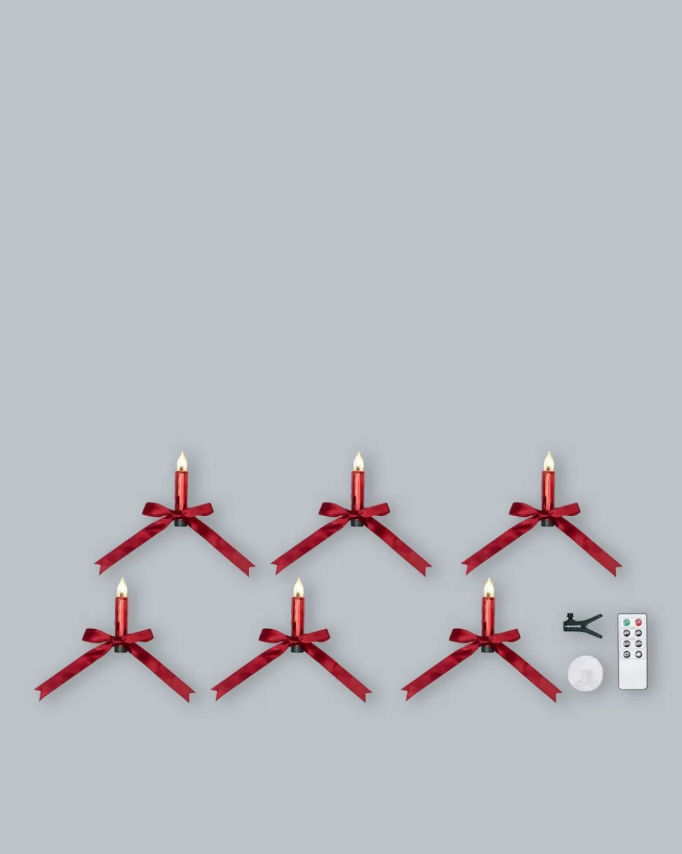 LED-Weihnachtsbaumkerzen mit Schleife, 6tlg.